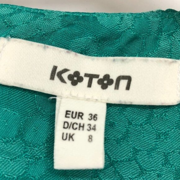 Koton teal textured ruffle short sleeve  t-shirt - Picture 7 of 16